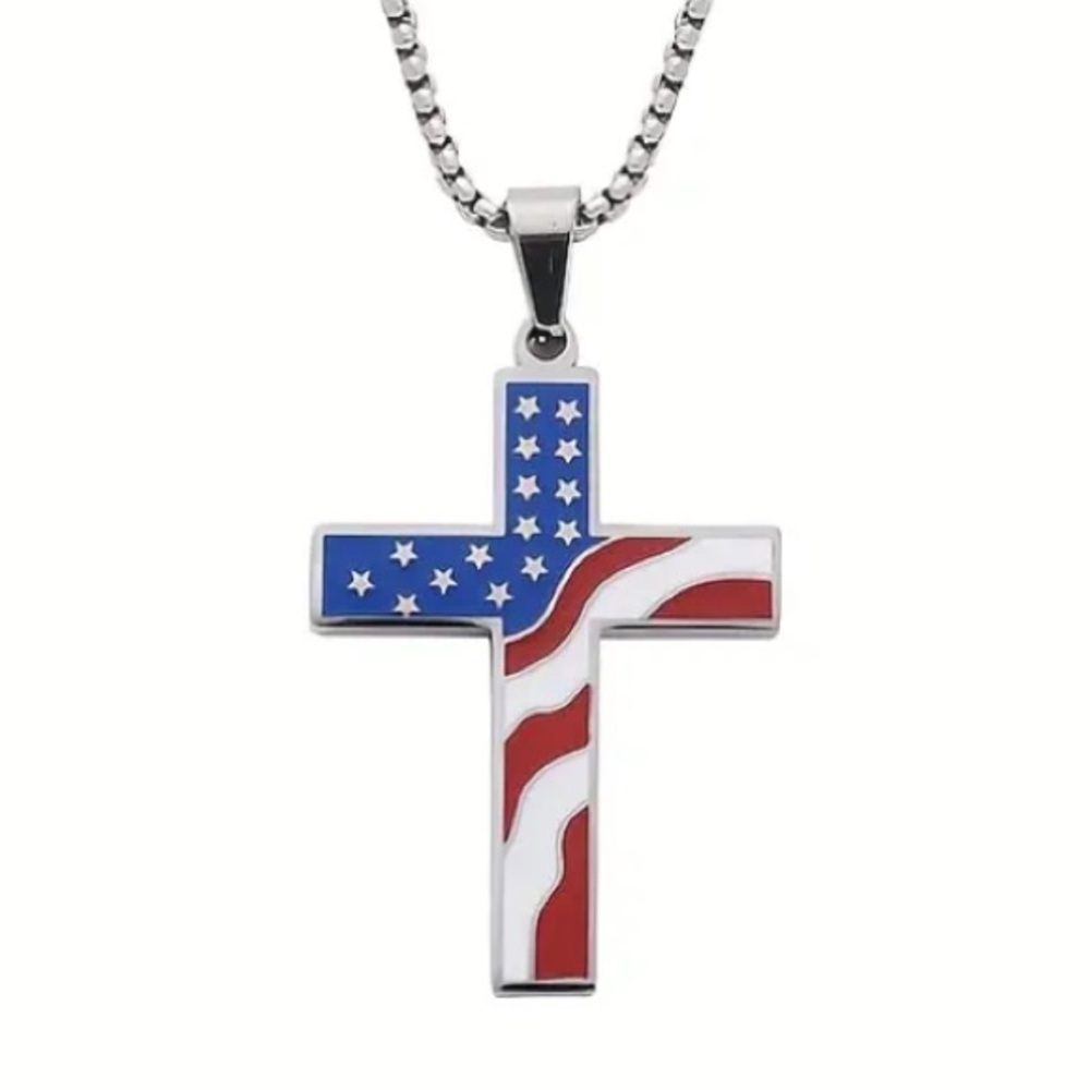 American Flag Cross Necklace